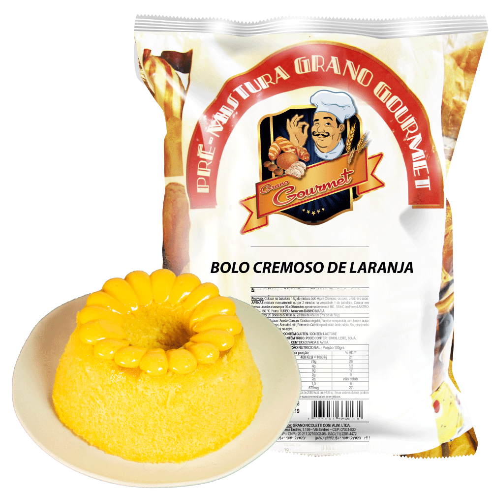 Bolo cremoso de laranja com pedaços - Pacote 5kg