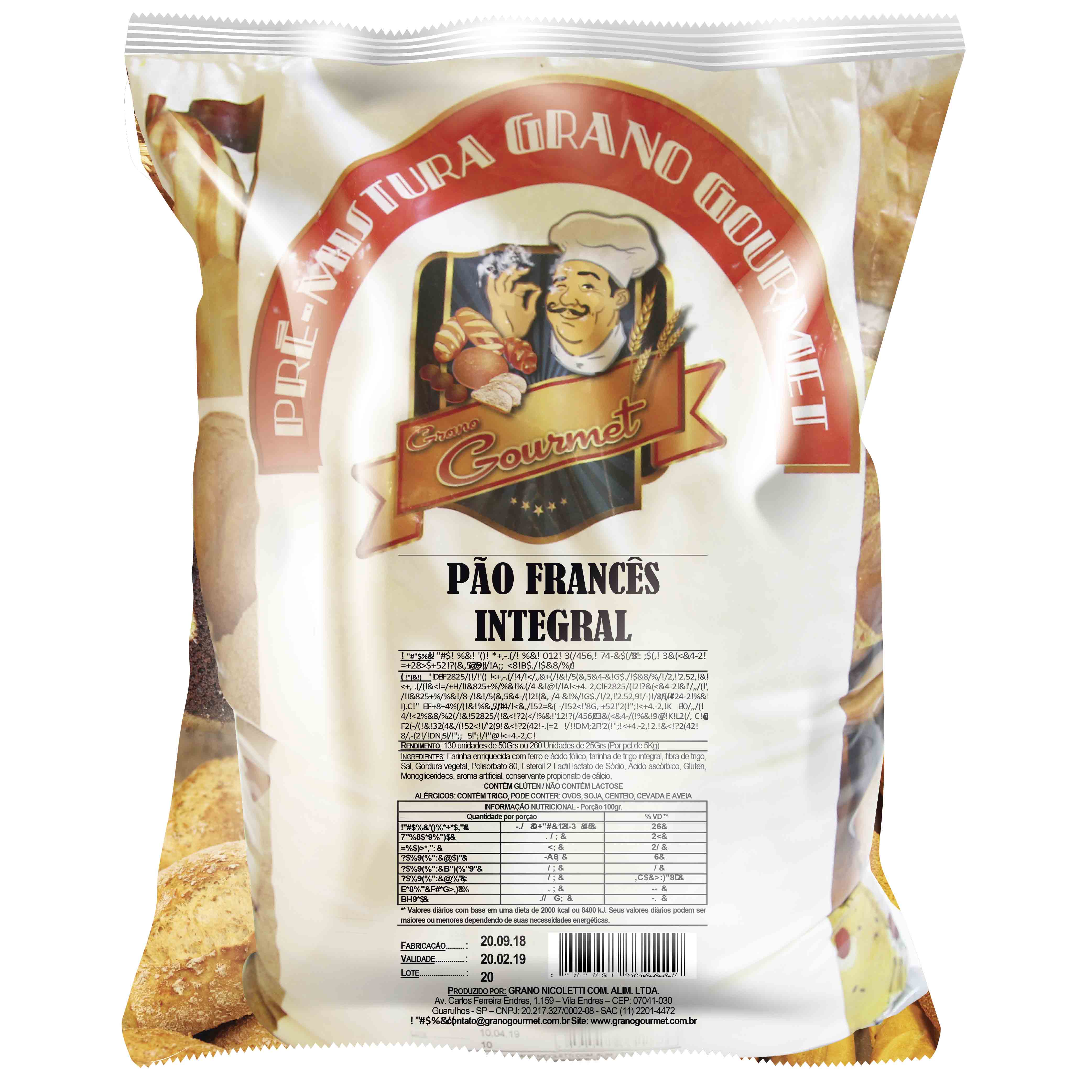 Pão Francês Integral - Pacote 5kg