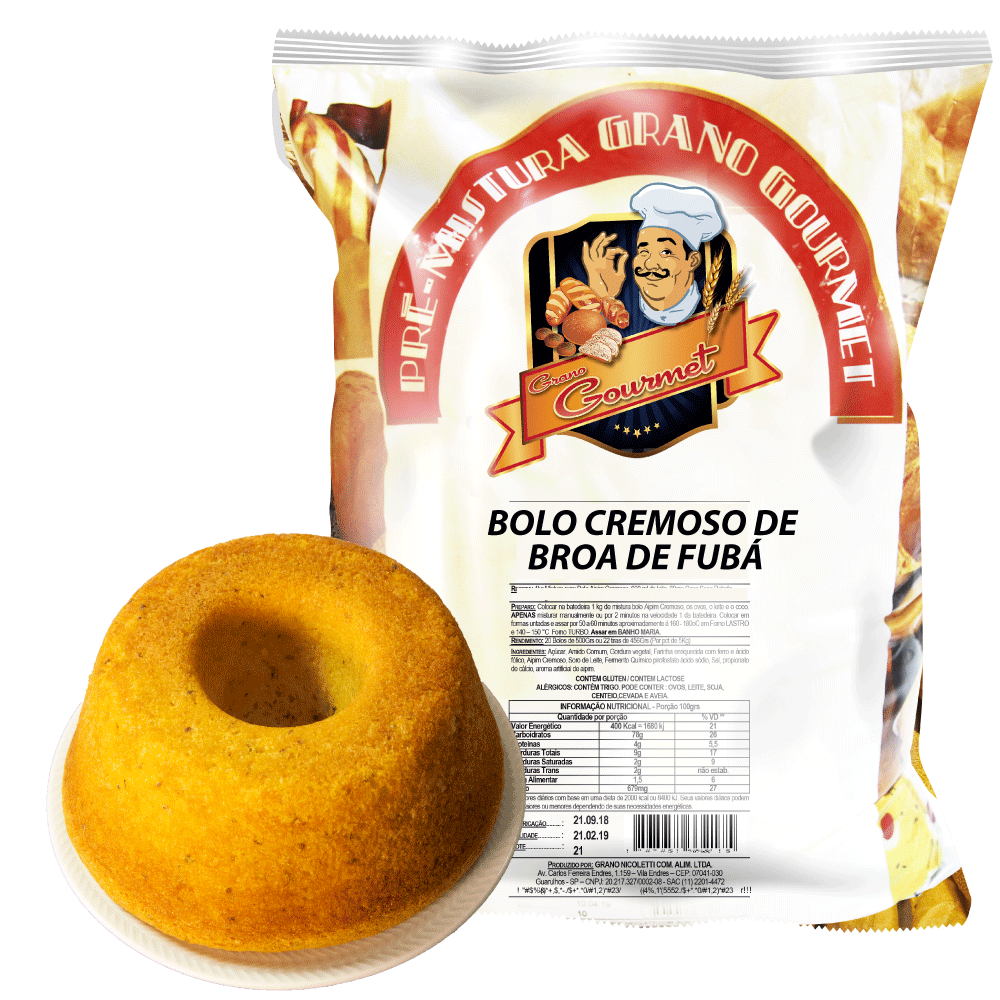 Bolo cremoso de Broa de Fubá - Pacote 5kg