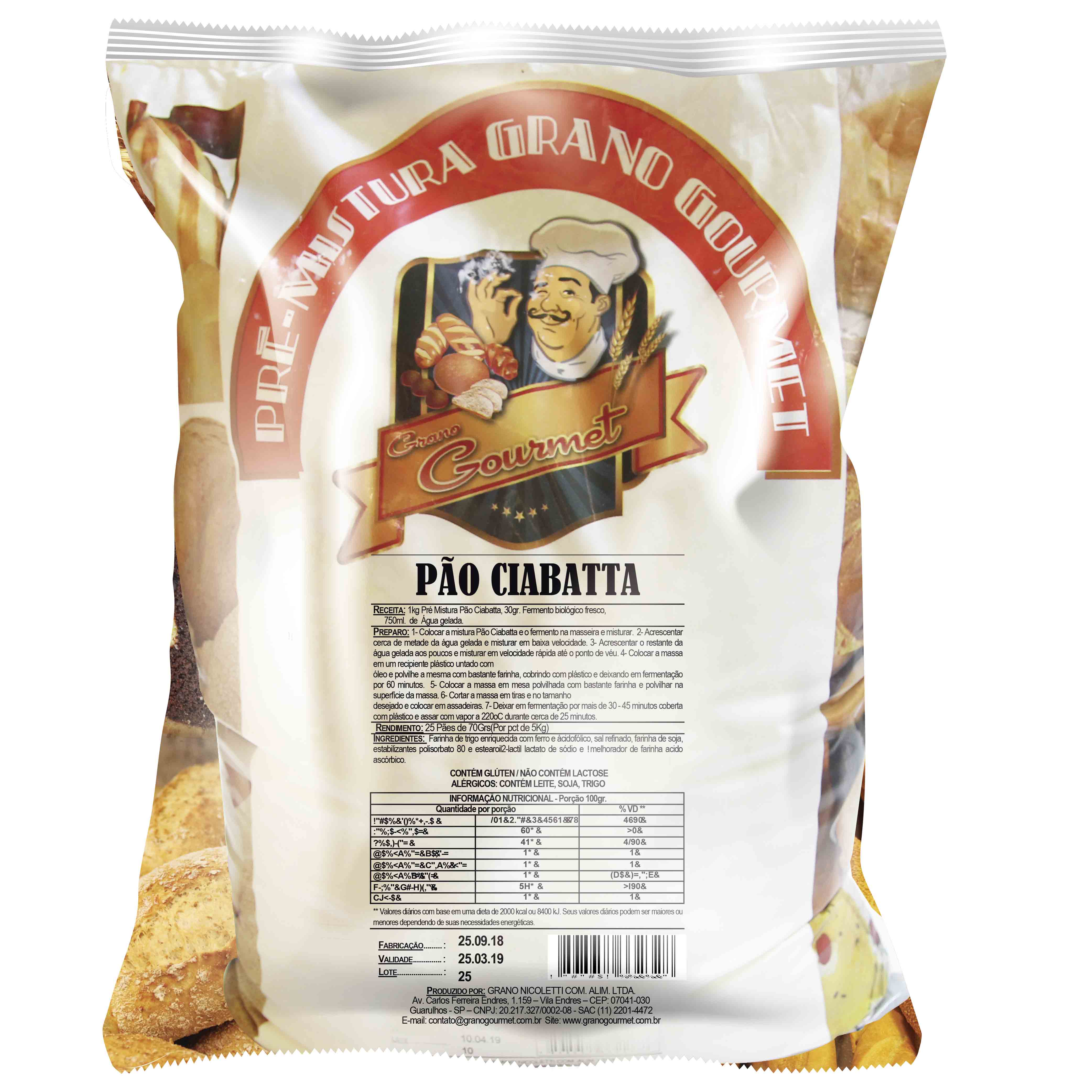 Pão Ciabatta - Pacote 5kg